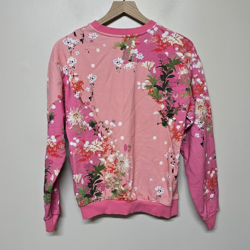 GIVENCHY Flower Printed Cotton‎ Jersey Sweatshirt In Pink Sz S Luxury Designer - Picture 5 of 10
